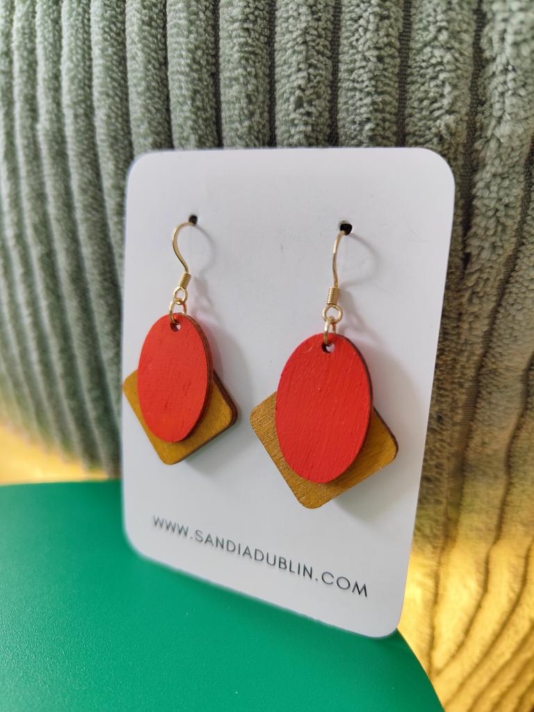 WOODEN ORANGE SUMMER EARRINGS