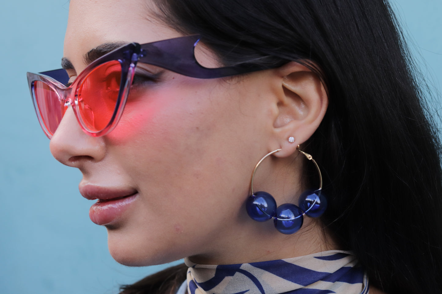 BLUE BUBBLE HOOP EARRINGS