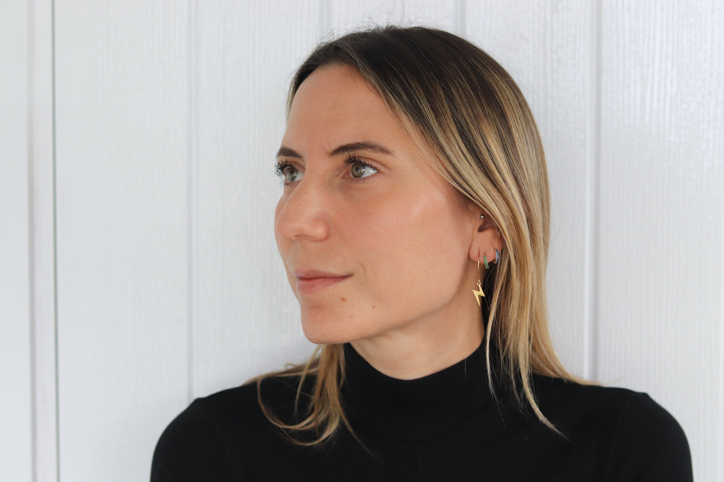 GOLDEN LIGHTING BOLT EARRINGS
