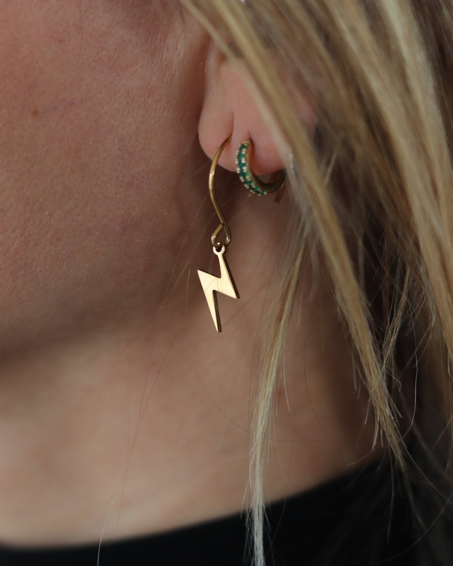 GOLDEN LIGHTING BOLT EARRINGS