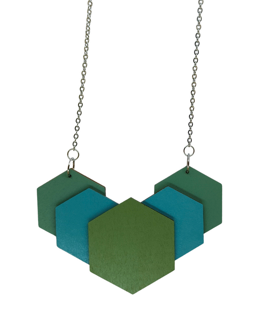 RETRO GREEN WOODEN NECKLACE