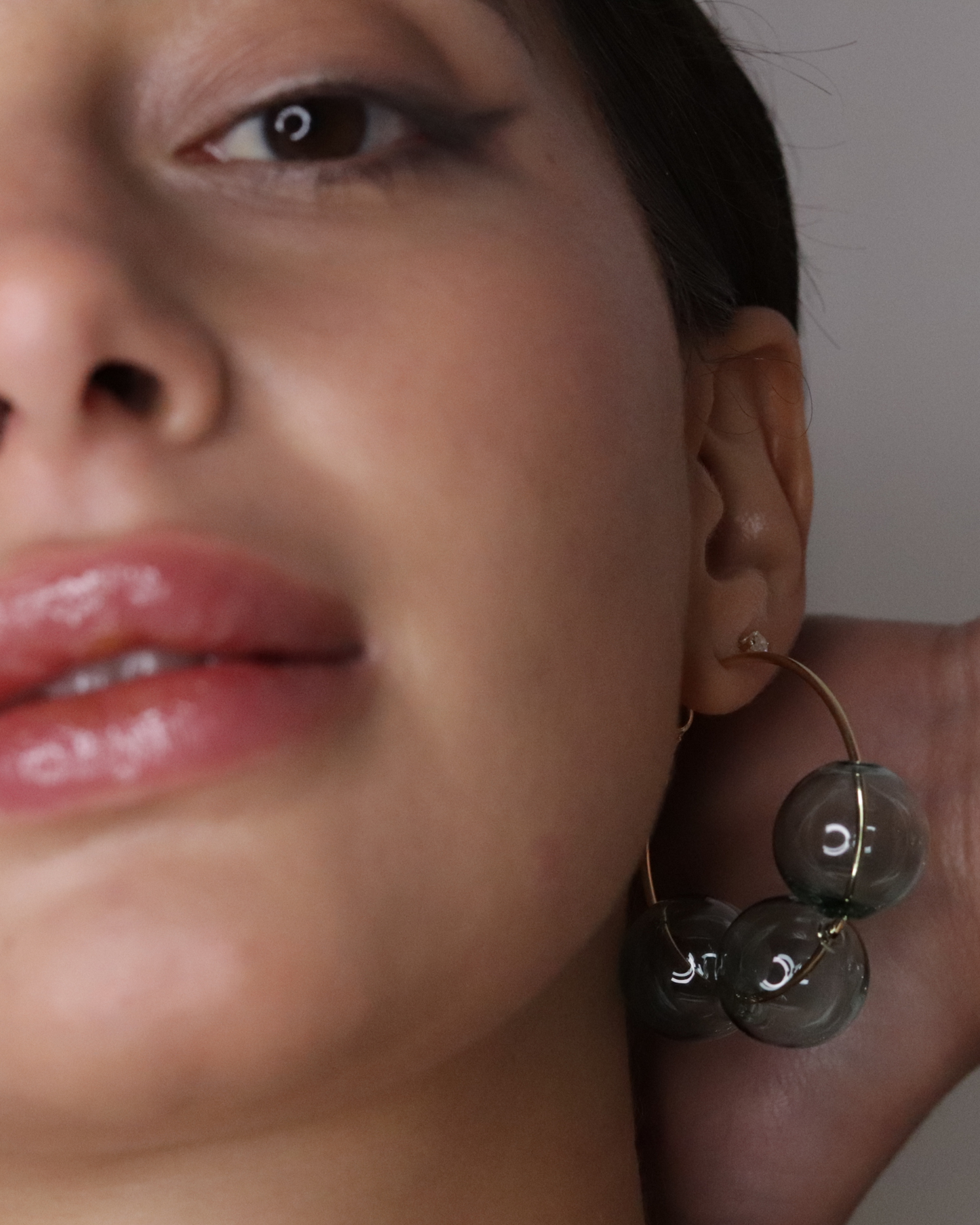 DARK CYAN BUBBLE HOOP EARRINGS