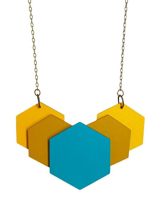 RETRO TURQUOISE WOODEN NECKLACE