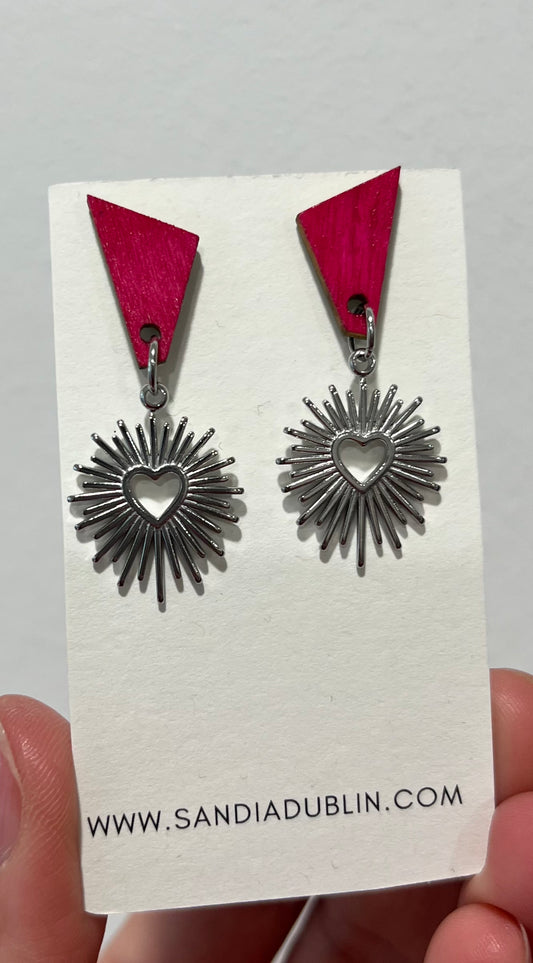 SUNNY HEART EARRINGS HOT PINK