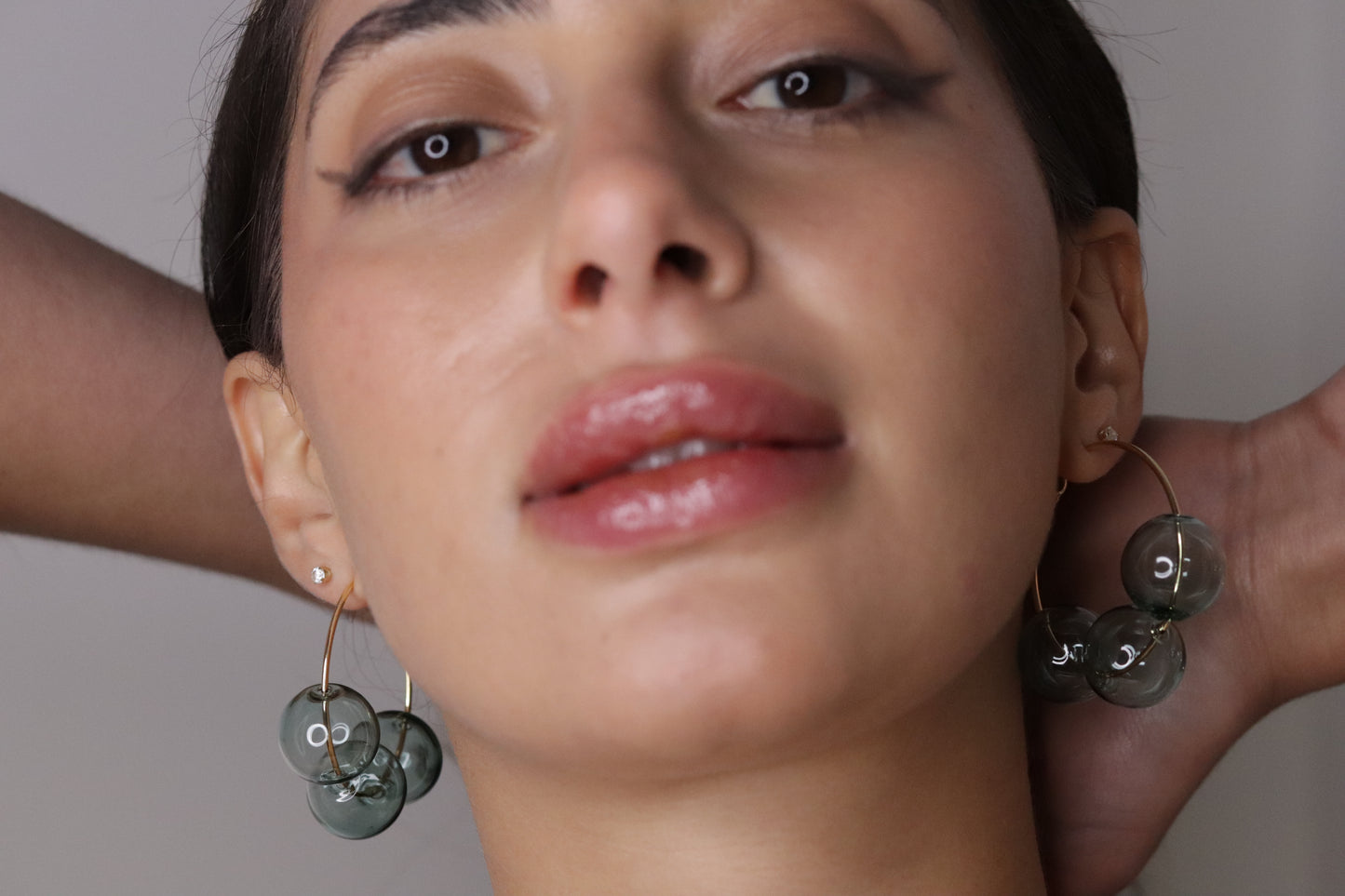 DARK CYAN BUBBLE HOOP EARRINGS