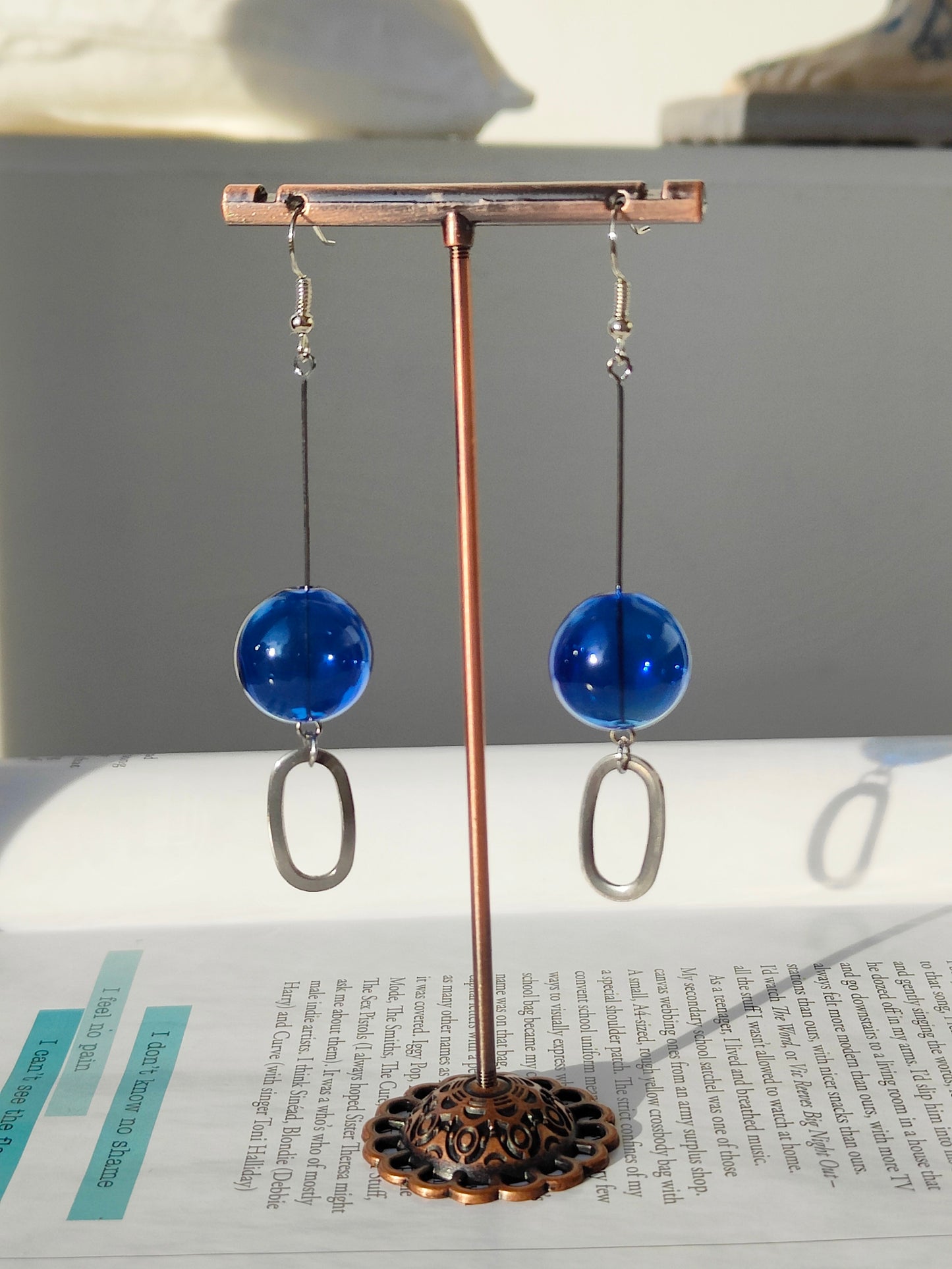 SILVER BLUE BUBBLE EARRINGS