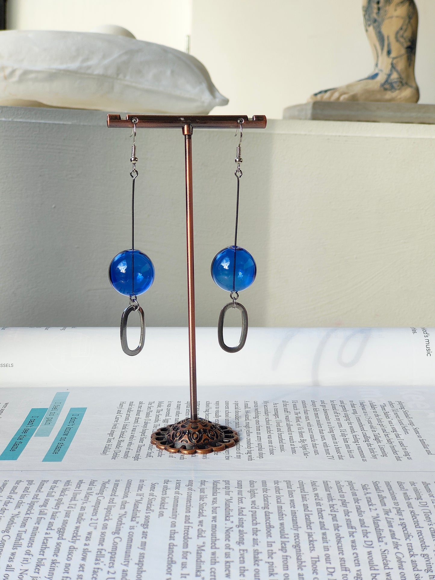 SILVER BLUE BUBBLE EARRINGS