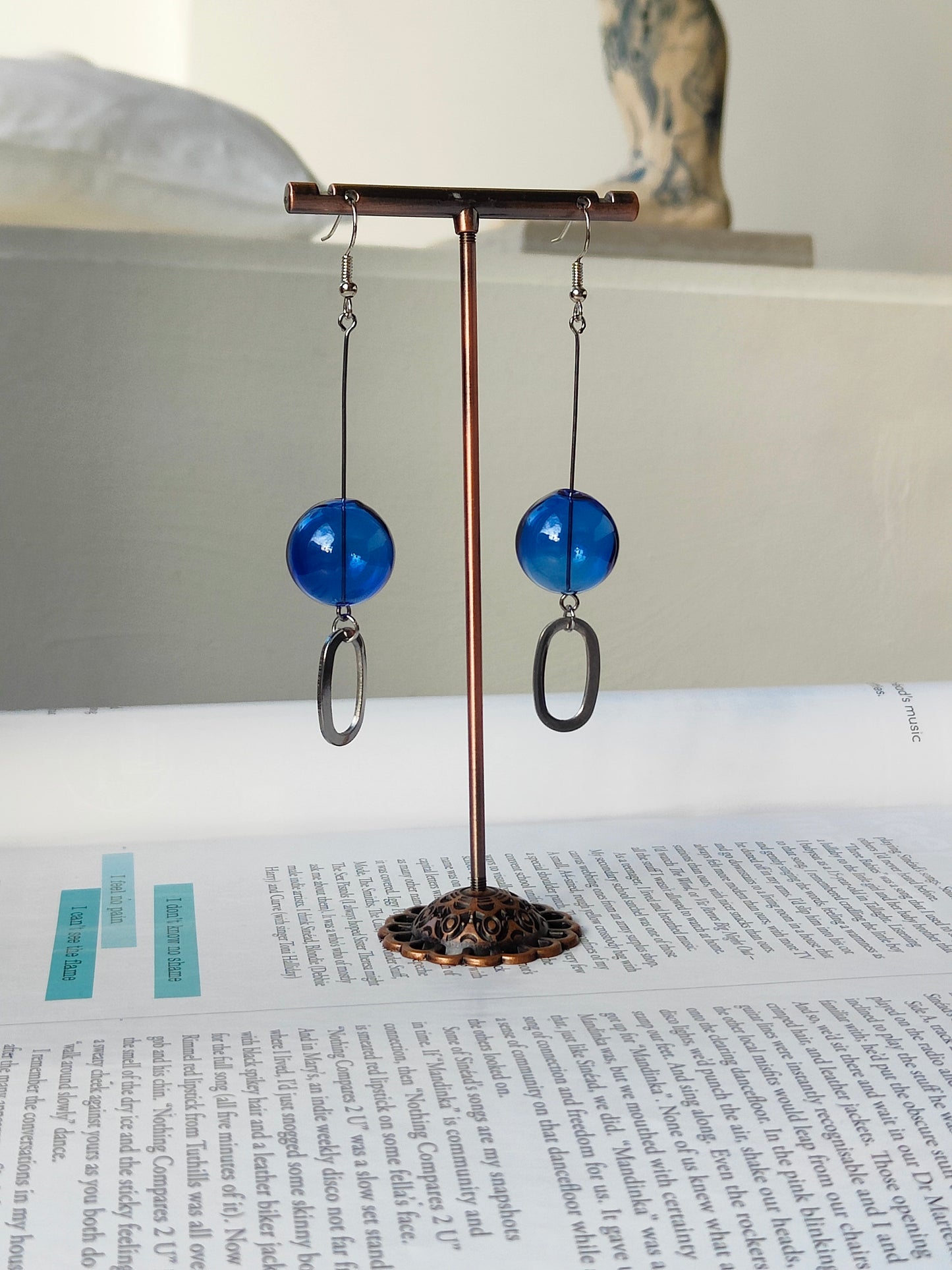 SILVER BLUE BUBBLE EARRINGS