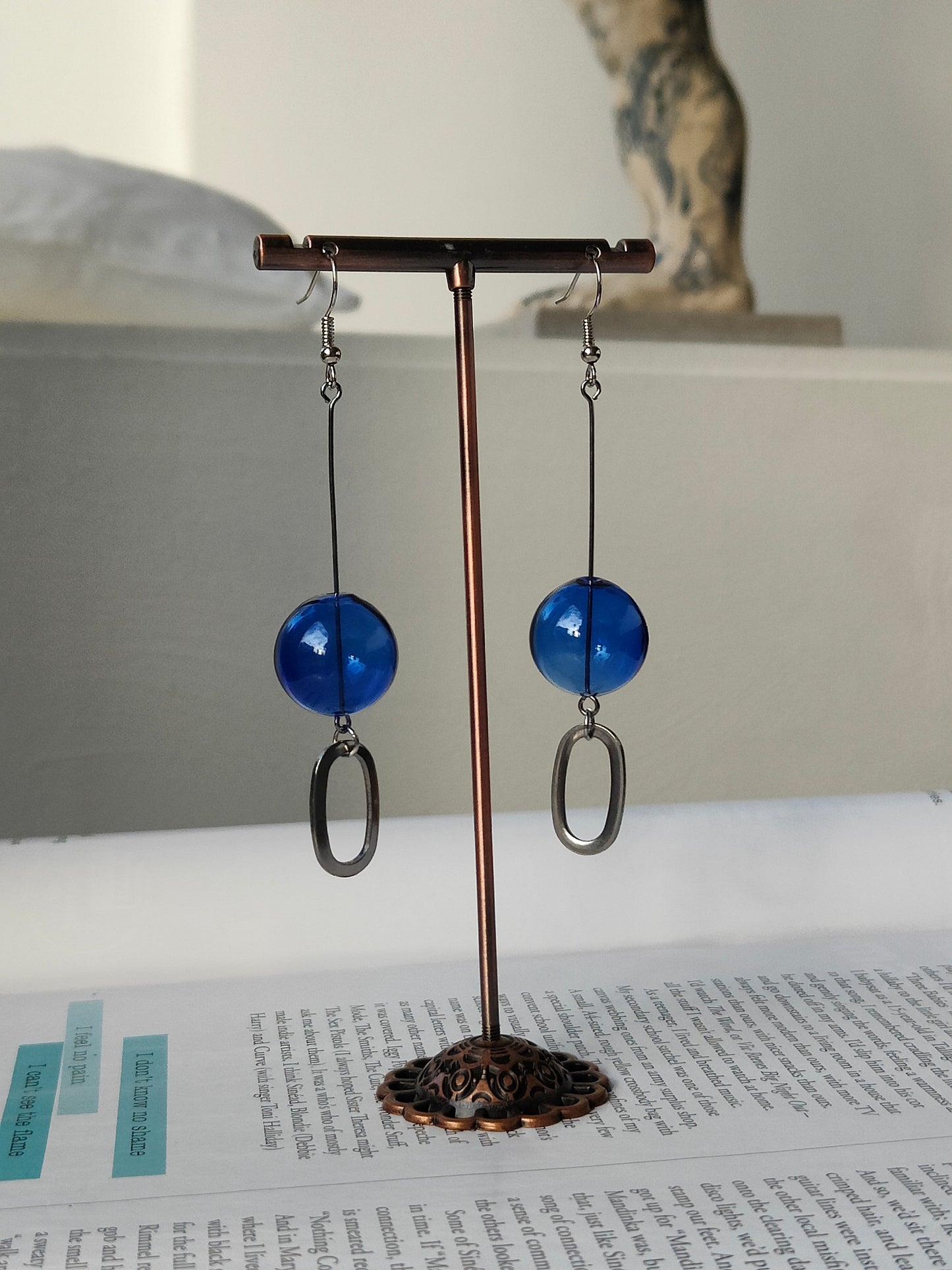 SILVER BLUE BUBBLE EARRINGS