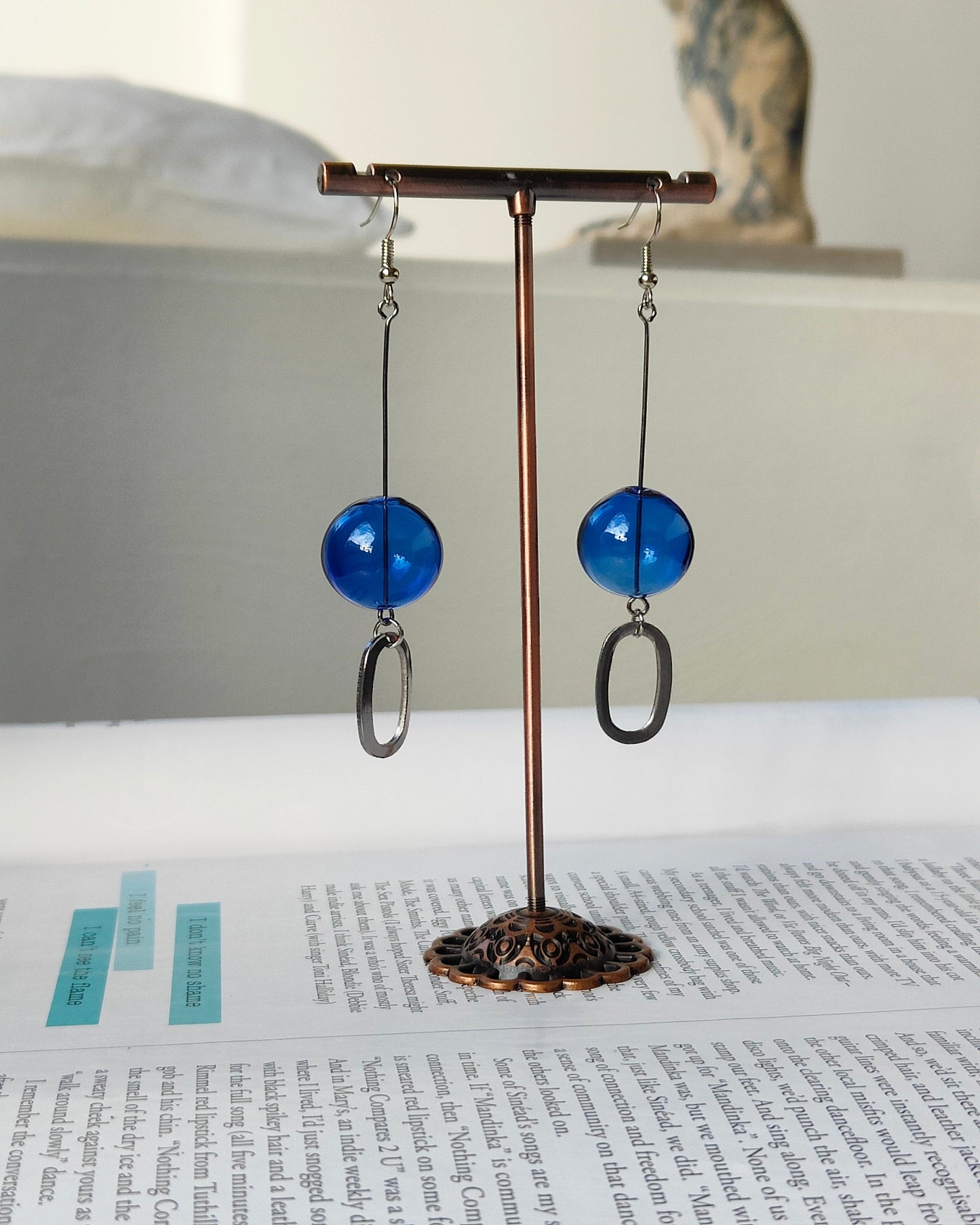 SILVER BLUE BUBBLE EARRINGS