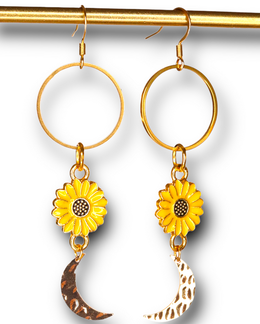 MOON & FLOWER EARRINGS