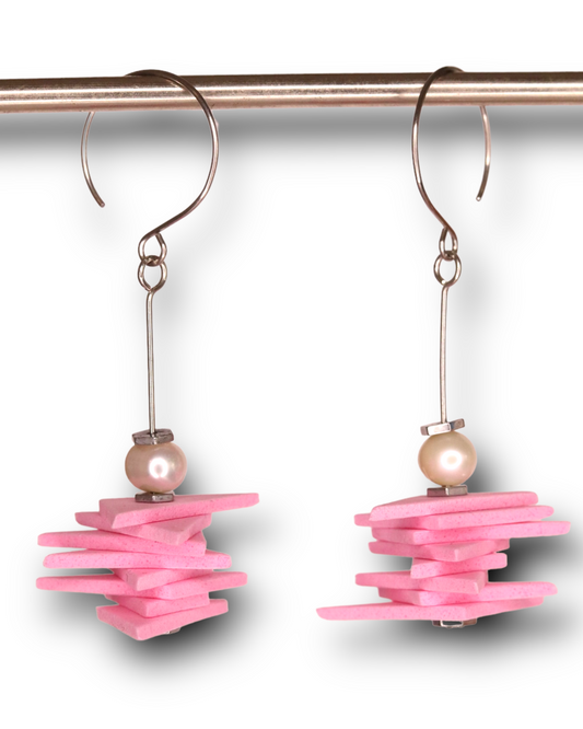 PINK AND PEARL EARRINGS